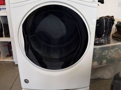 Whirlpool White Front Load Electric Dryer with EcoBoost & Sensor Drying