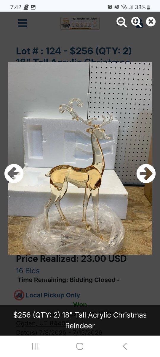 18" Tall Acrylic Christmas Reindeer Figurine - Elegant Clear Large Reindeer Ornaments for Christmas Indoor Decor, Holiday Center