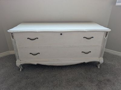 Vintage Lane Cedar Chest Blanket Box White Distressed Finish