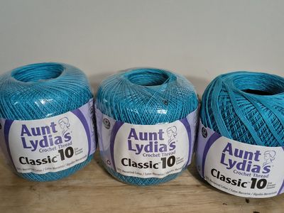Aunt Lydia's Classic 10 Crochet Thread - 3 Skeins, Teal Blue, 100% Mercerized Cotton