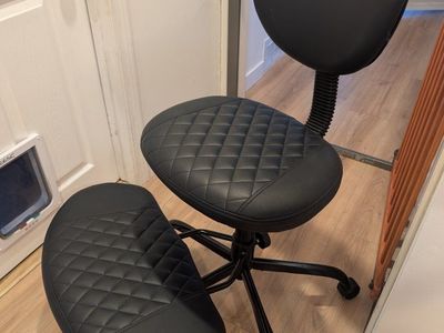 Black Ergonomic Kneeling Chair with Back Support and Wheels - Padded & Adjustable