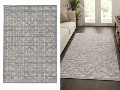 NEW Pearl Gray & White Accent Rug 45x30 – Modern Woven Rug
