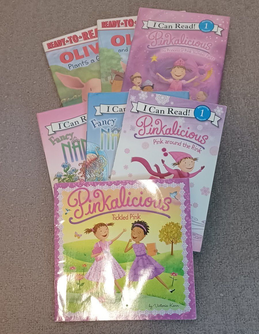 Pinkalicious, Fancy Nancy, & Olivia I Can Read! Books Lot - 7 Beginner Reading Books