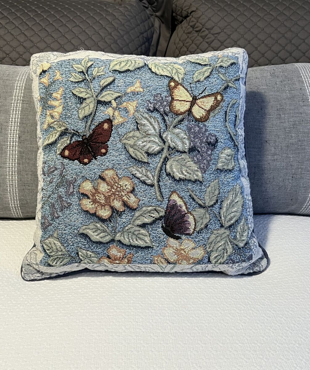 Blue Butterflies Throw Pillow