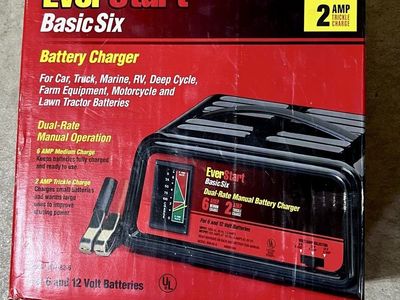 EverStart Basic Six 6/2 Amp Dual-Rate Manual 6V/12V Battery Charger for Car, Marine, RV