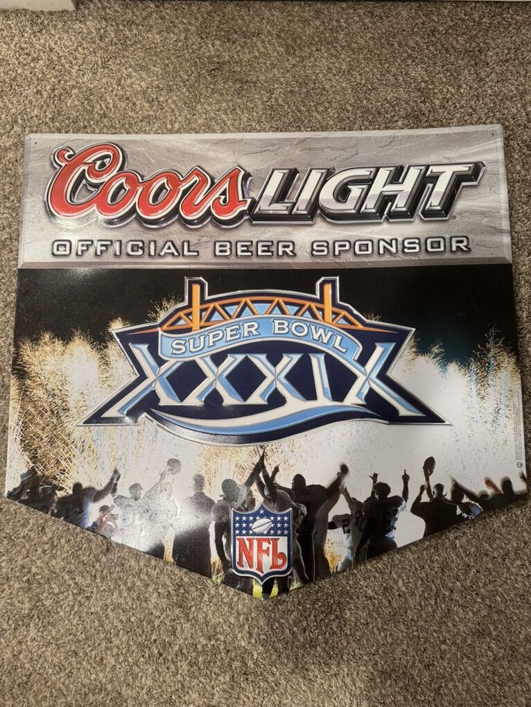 Rare 2005 Super Bowl XXXIX Coors Light Tin Sign