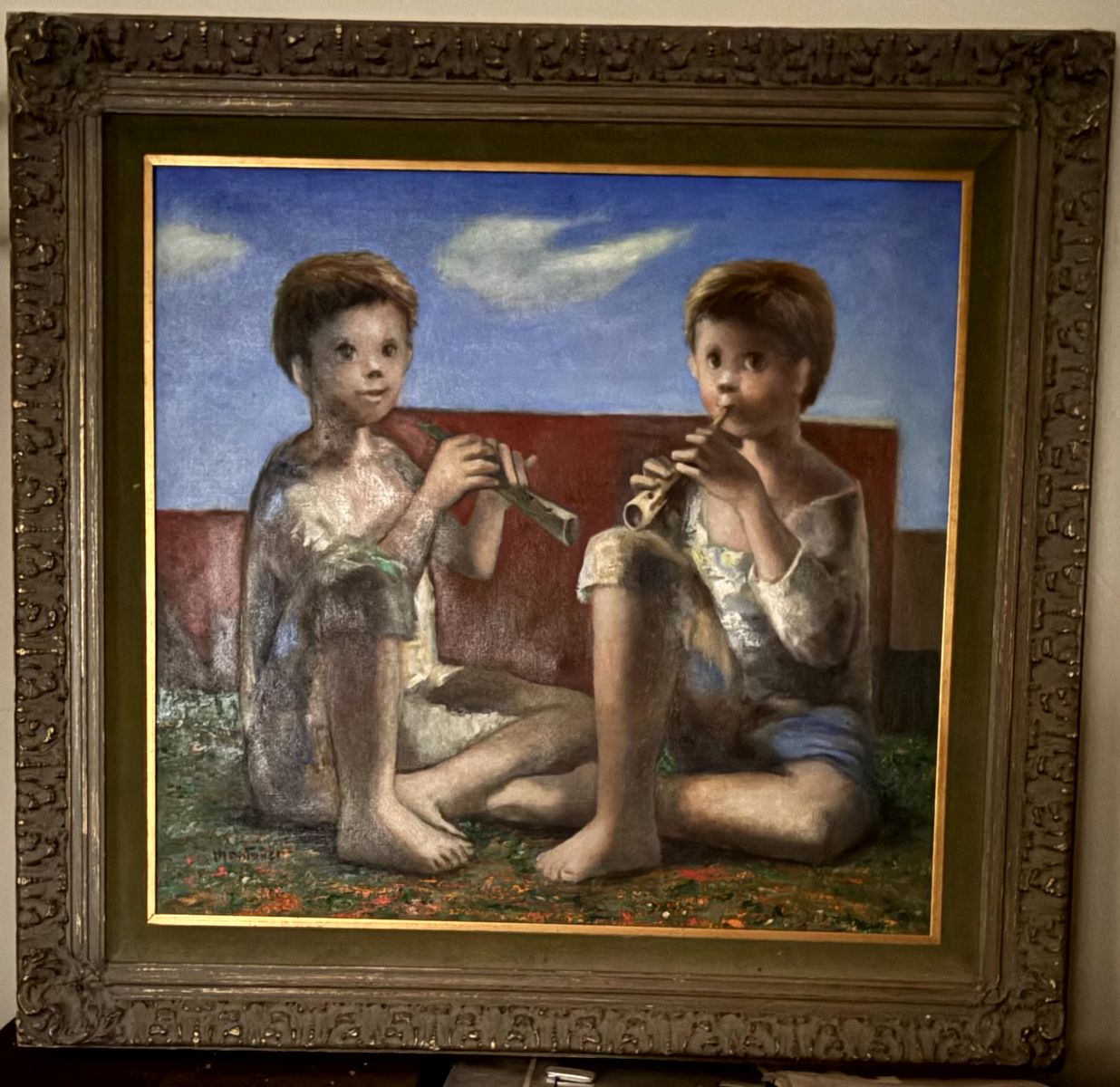 2 Brothers with Flutes Oil Painting