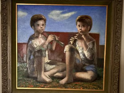 2 Brothers with Flutes Oil Painting