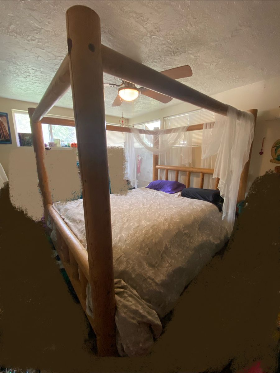 Lodgepole pine queen bed-frame