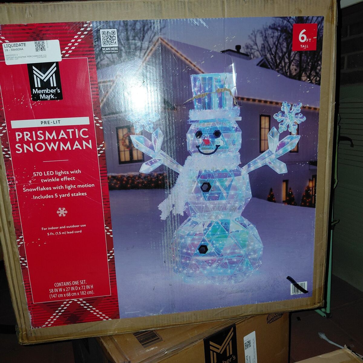 6' Pre Lit Prismatic snowman