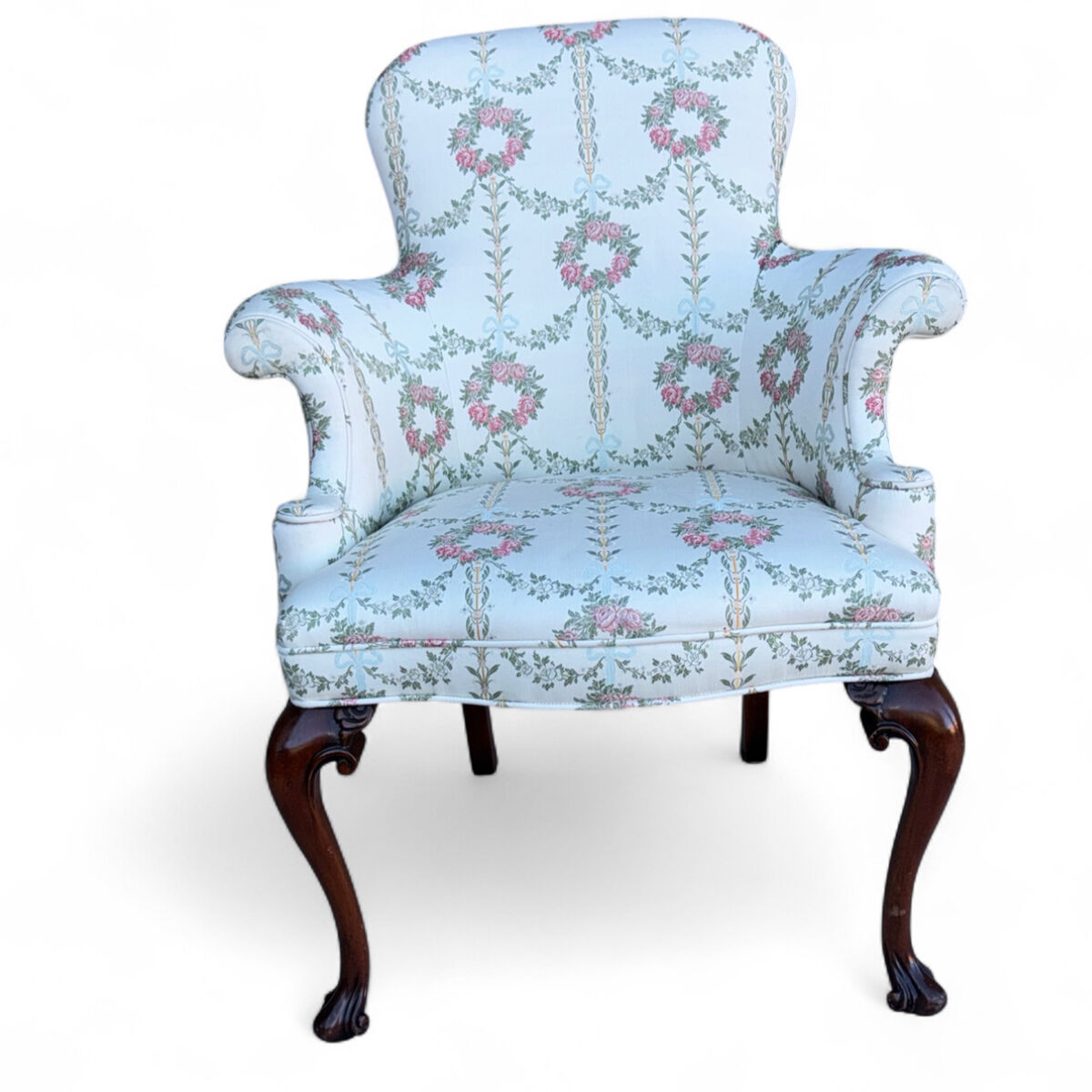 Vintage Victorian Floral Chippendale Armchair