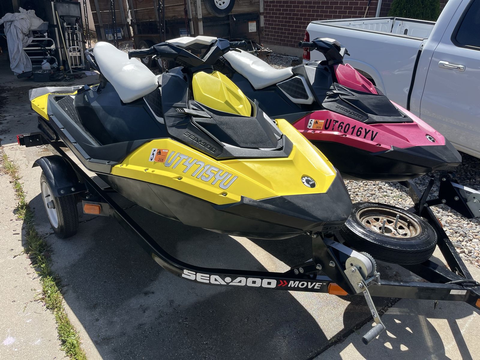 SeaDoo Spark 3up (Yellow & Red) with Double Trailer - Excellent Condition
