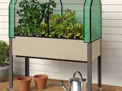 CedarCraft Palmetto Self Watering Elevated Garden Grow Box with Greenhouse & Bug Cover 1811399 #106464
