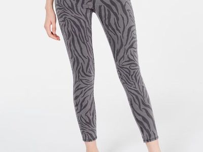 Tinseltown 7 Juniors' Zebra-Print SkinnyJeans Gray