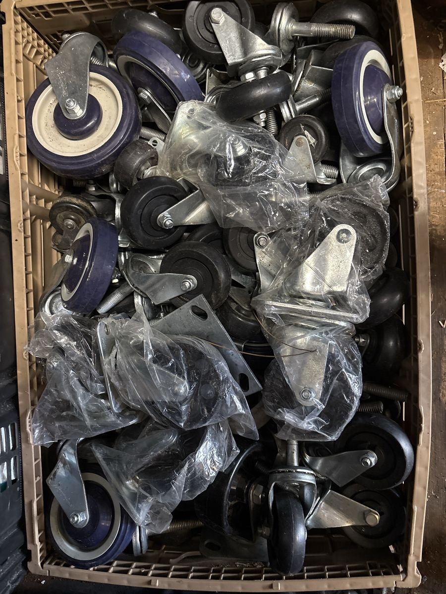 Assorted Casters & Wheels - Mixed Lot of Industrial & Furniture Wheels, Various Sizes & Types