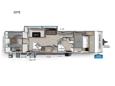2027 Forest River RV Cherokee Grey Wolf 29TE Travel Trailer Bunkhouse|Front Bedroom|Outdoor Kitchen|Two Entry/Exit Doors|U
