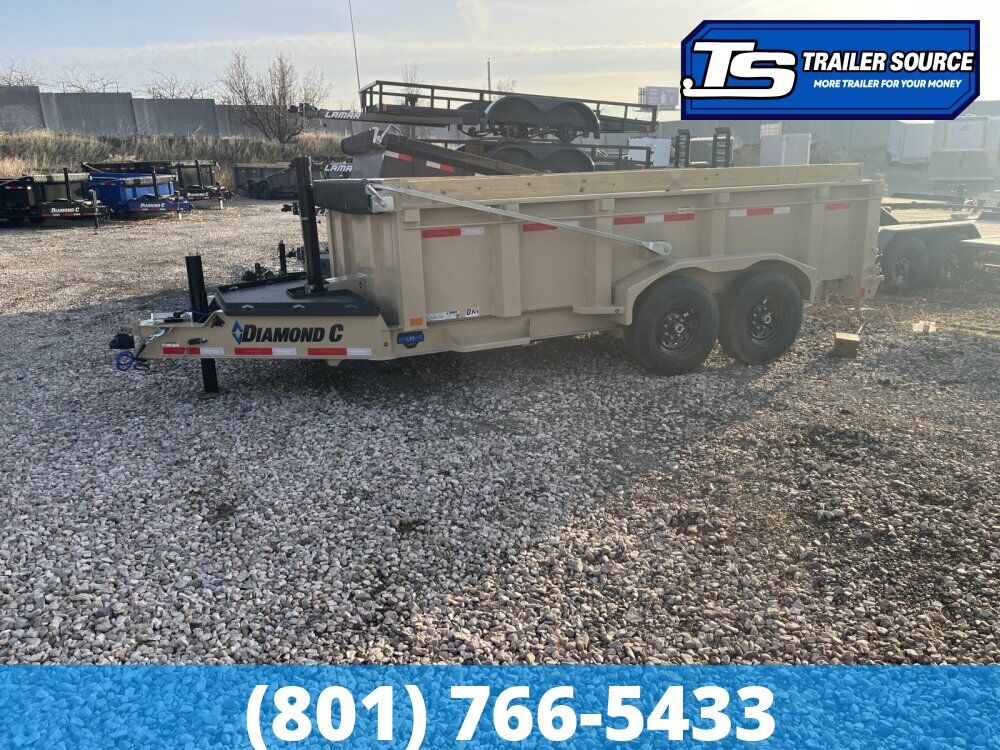 7x14 Diamond C LPT 207 Pacesetter Pkg Dump Trailer - 32" Sides - 15.5K GVWR - Board Brackets, Hydraulic Jack(s), Solar Panel,