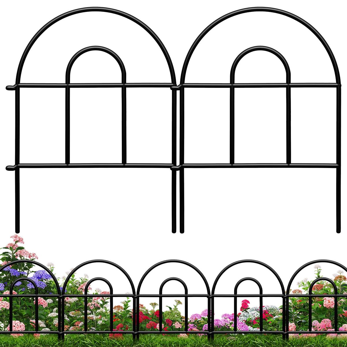 Decorative Metal Garden Fence Panels Decorative Edging Border Black