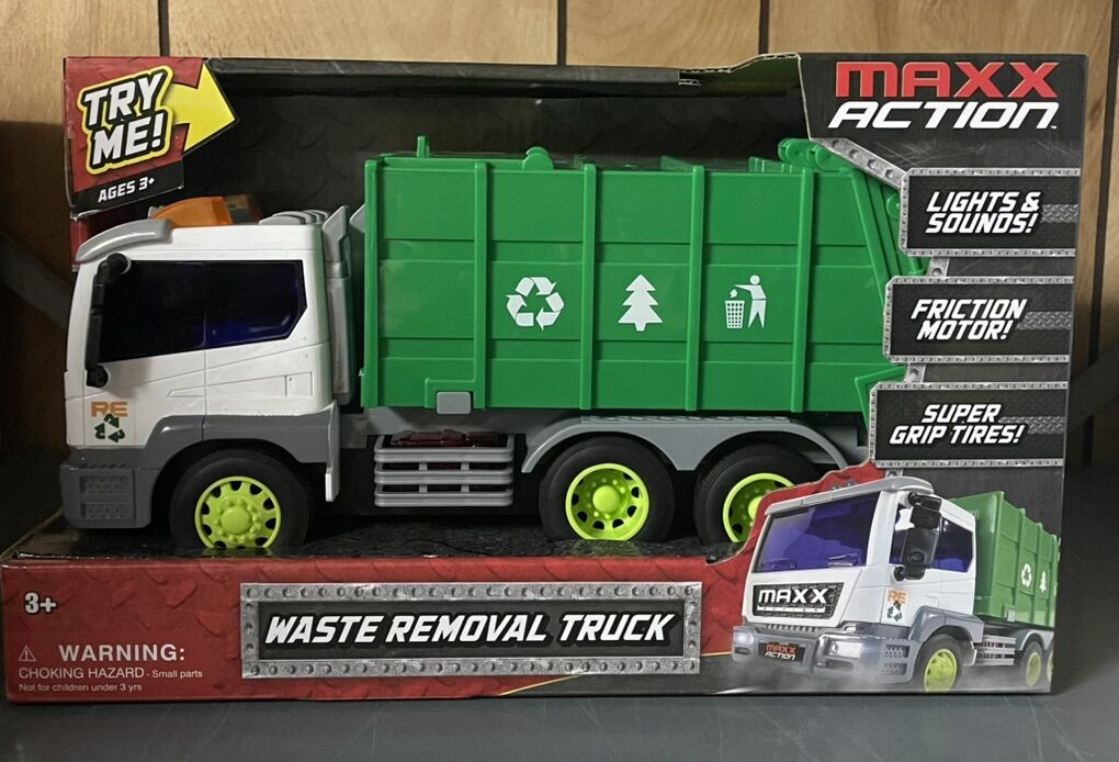 Friction Powered Garbage Truck With Lights