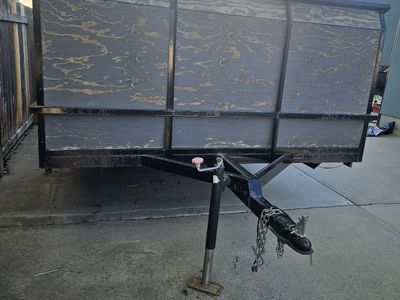 Utility Trailer - Black, Wood Sides, Good for Hauling, Landscape, and Construction Debris