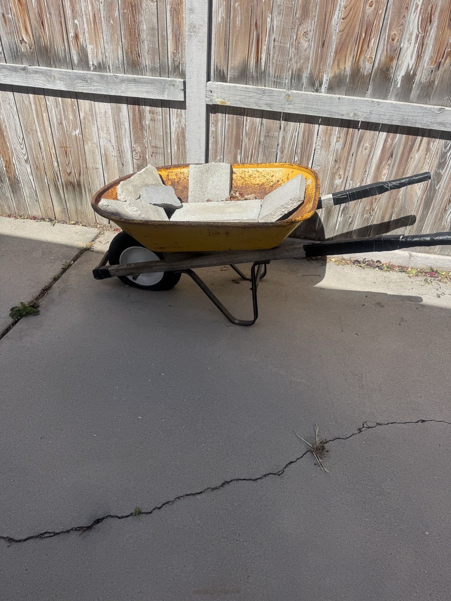 Used Yellow Wheelbarrow - Single Wheel, Garden Utility Cart