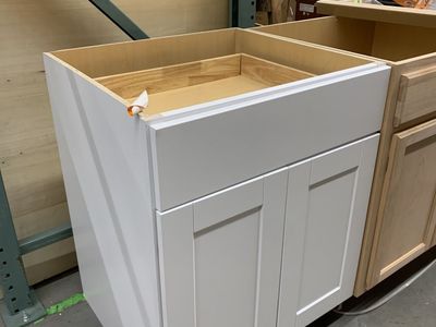 Hampton Bay Shaker 27 in. W x 24 in. D x 34.5 in. H Assembled Base Kitchen Cabinet in Satin White