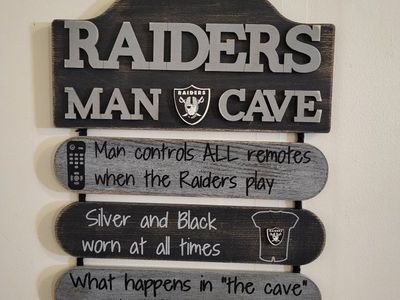 Las Vegas Raiders Man Cave Wooden Hanging Wall Sign NFL Decor