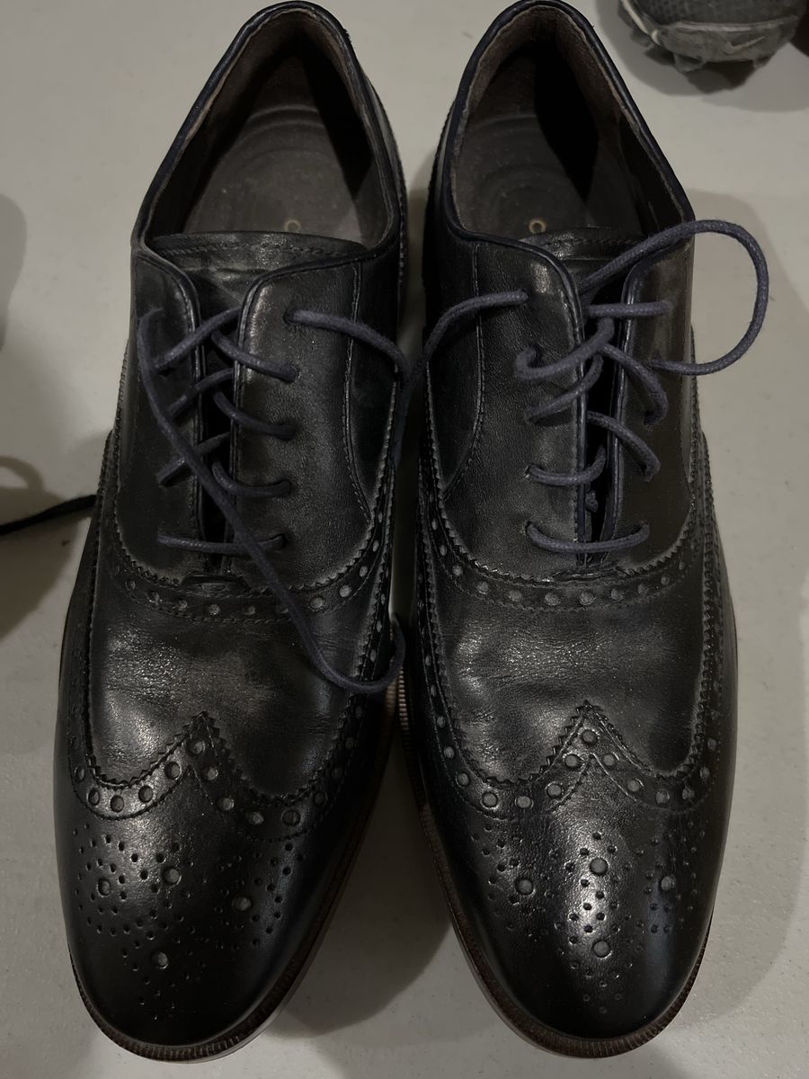 Cole Haan Grand.OS Men's Black Leather Wingtip Brogue Oxfords Size 9.5