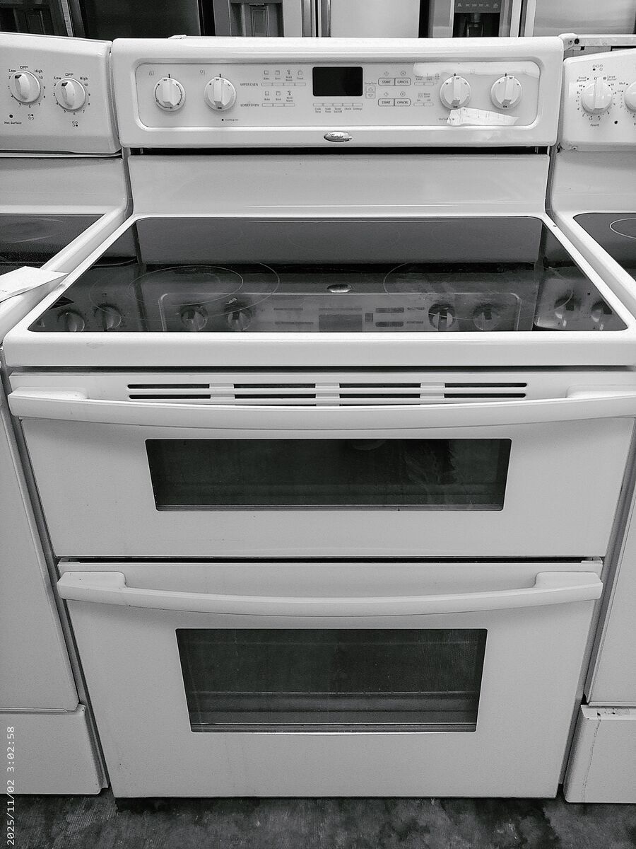 White Smooth Top Double Oven Range~90 Day Guarantee