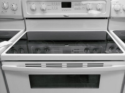 White Smooth Top Double Oven Range~90 Day Guarantee