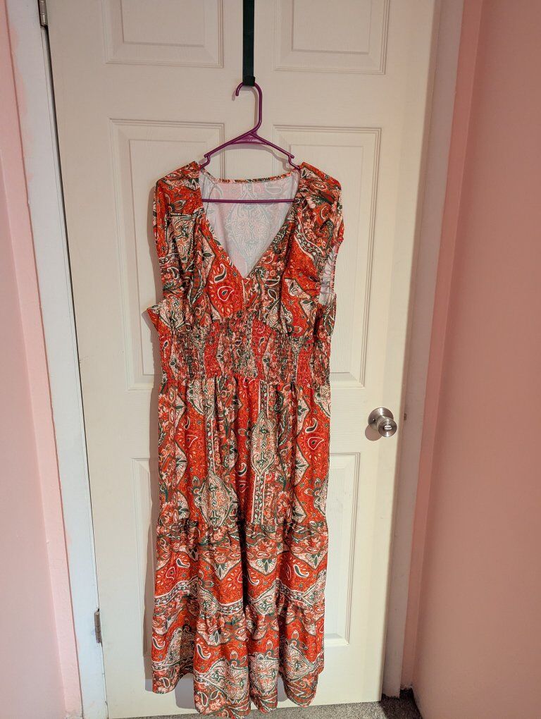 flowy orange dress