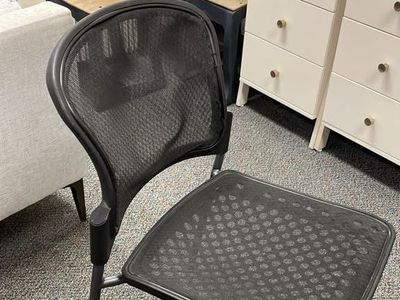 Black Mesh Back Stacking Office Chair with Tear in Backrest