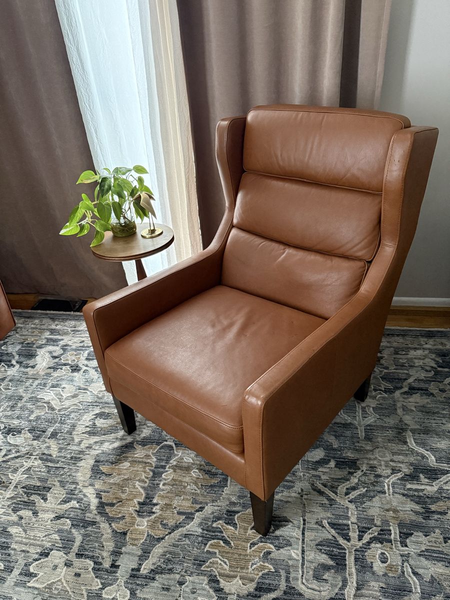 West Elm Wingback Leather Armchair