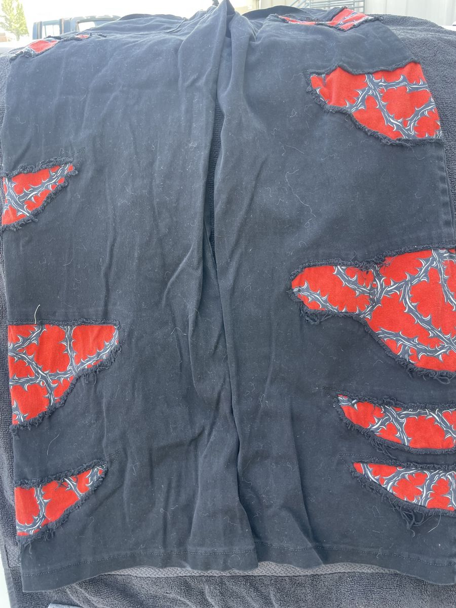 Current Mood Black Ripped Jeans with Red Barbed Wire Detail - Women's Medium