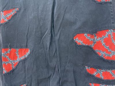 Current Mood Black Ripped Jeans with Red Barbed Wire Detail - Women's Medium