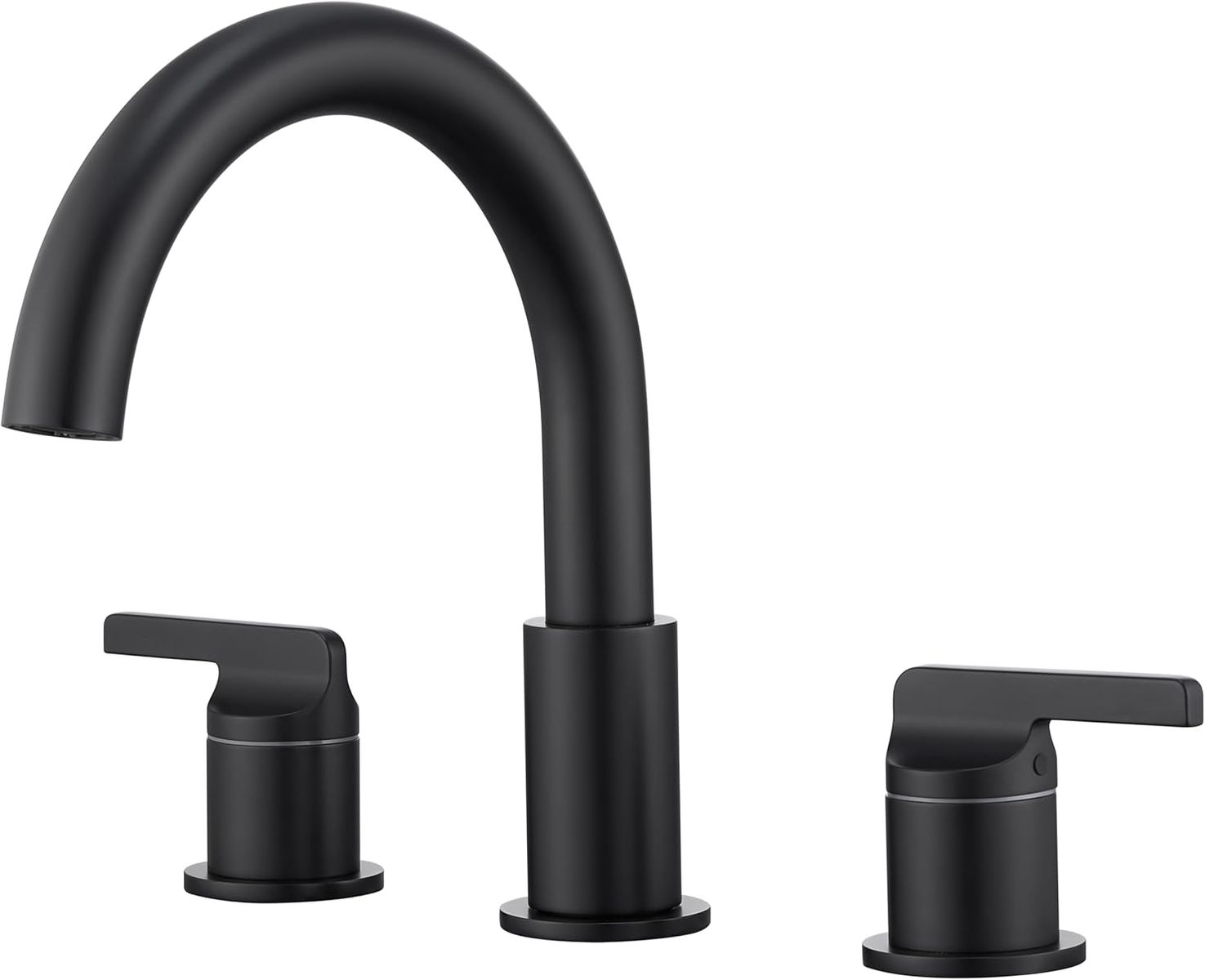 Matte Black High-Arc Roman Bathtub Faucet Set with Valve, Solid Brass