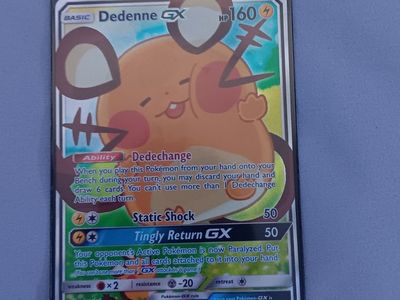 Pokemon Dedenne GX Full Art Ultra Rare Card 195/214 TCG