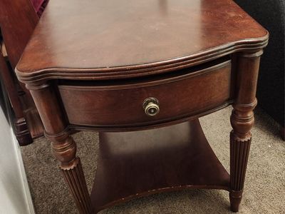 Classic Wood End Table with Drawer and Shelf - Dark Cherry Finish