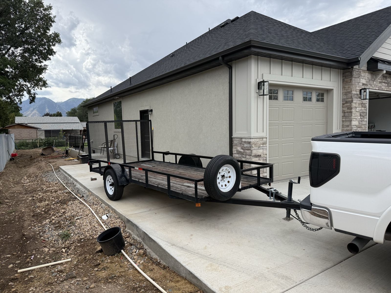 Utility Trailer with Wooden Deck and Rear Ramp Gate