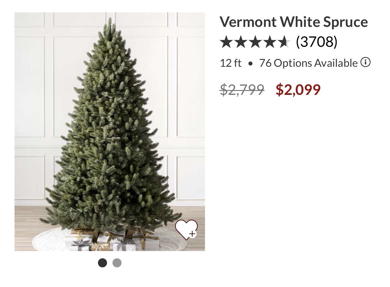 Balsam Hill Vermont White Spruce 12 ft. Un-lit Artificial Christmas Tree, Realistic Faux Holiday Decor