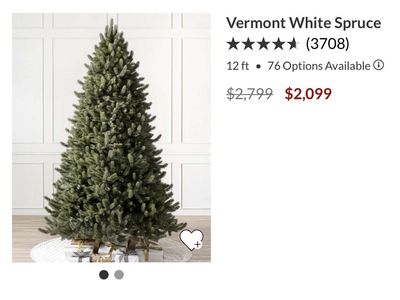 Balsam Hill Vermont White Spruce 12 ft. Un-lit Artificial Christmas Tree, Realistic Faux Holiday Decor