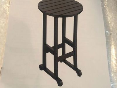 Black HDPE Poly Lumber Outdoor Bar Height Table 24 Inch Round - New in Box