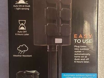 New Easy to Use myTouchSmart 6-Outlet Power Extension Stake with Evening Preset Timer - by JASCO - Model #4129