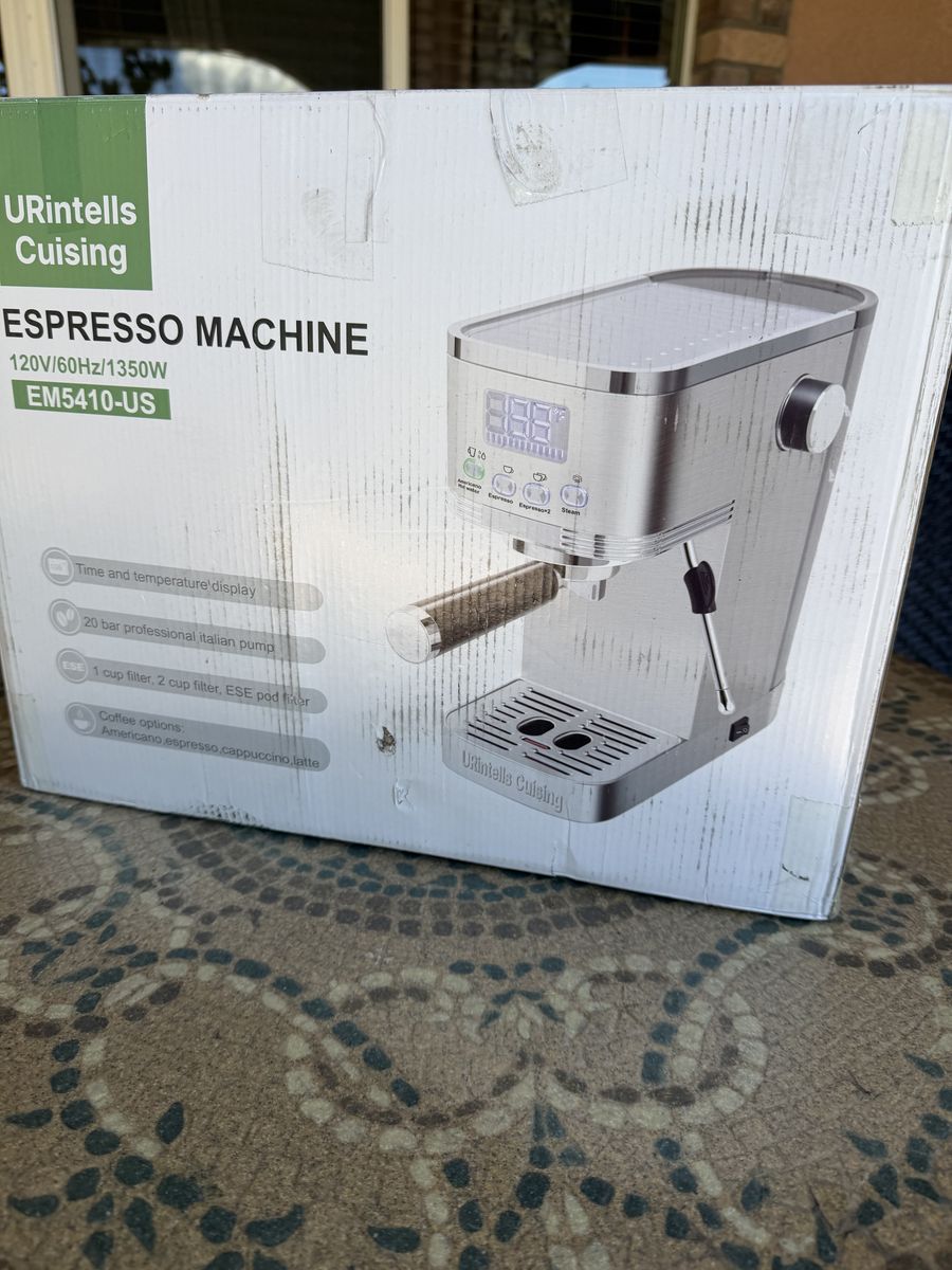 URintells Cuising Espresso Machine 20 Bar EM5410-US Stainless Steam Wand Silver