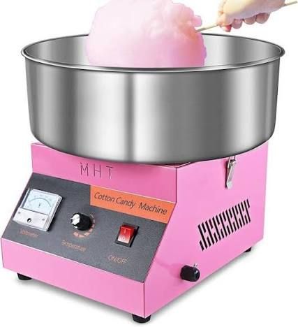 MHT Commercial Cotton Candy Machine Pink Electric Floss Maker w/ Bowl & Temp Control