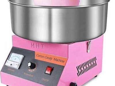 MHT Commercial Cotton Candy Machine Pink Electric Floss Maker w/ Bowl & Temp Control