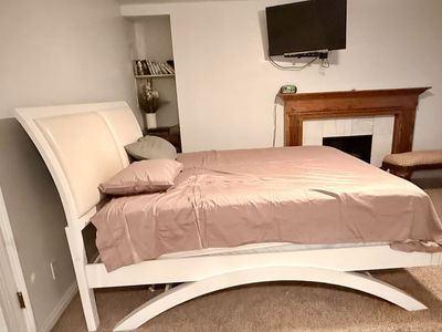 White King Size Bed Frame with Upholstered Headboard and Optional Mattress