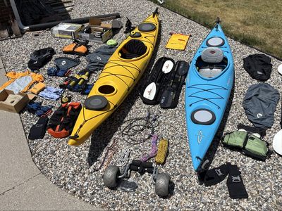2 open water rudder kayaks. Wilderness systems Tsunami 140 & dagger Catalyst 13.0 kayaks. Almost like new.