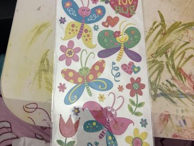 Sticko Everyday Stickers: 22-Piece Glitter Butterfly & Flower Set - "LUV BUG" Theme