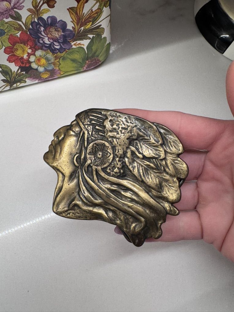 Vintage Native American Chief Belt Buckle